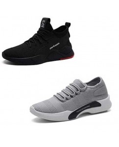 Grey and Black colored running shoes for Mens and Boys Pack of 2